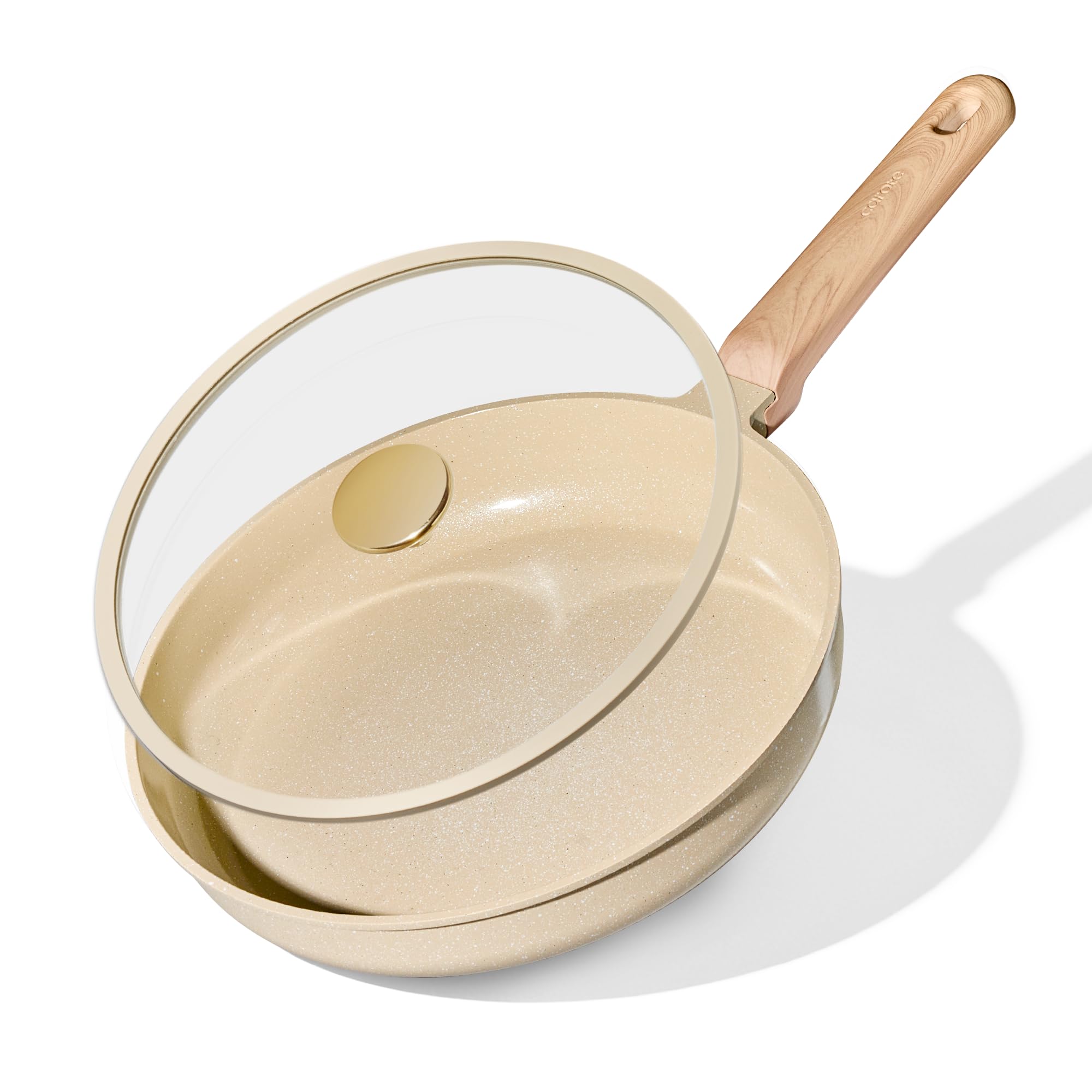 CAROTE 10 Inch Ceramic Nonstick Frying Pan with Glass Lid