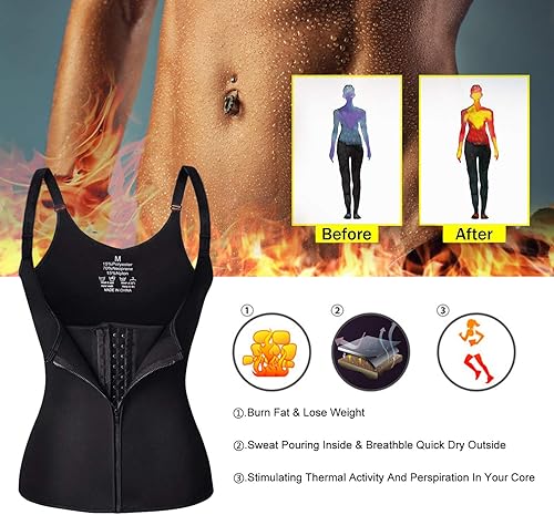 Miniatura 9 de Chaleco de sauna de neopreno para mujer, moldeador de cuerpo, sudor caliente, entrenamiento, recuperación posparto, cinturón adelgazante