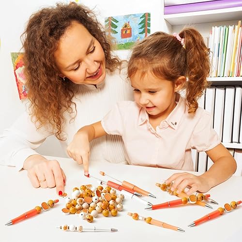 Miniatura 5 de Bolígrafos con cuentas de otoño, 122 unidades, con temática de otoño, juego de bolígrafos con cuentas de madera de otoño, cuentas espaciadoras de