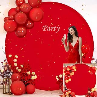 Gallety 7.2 FT Red Round Backdrop Cover for 5 to 7.2ft Round Backdrop Stand - Adjustable Circle Arch Backdrops Cover for Wedding Arch Birthday Party Photography Celebration Decoration