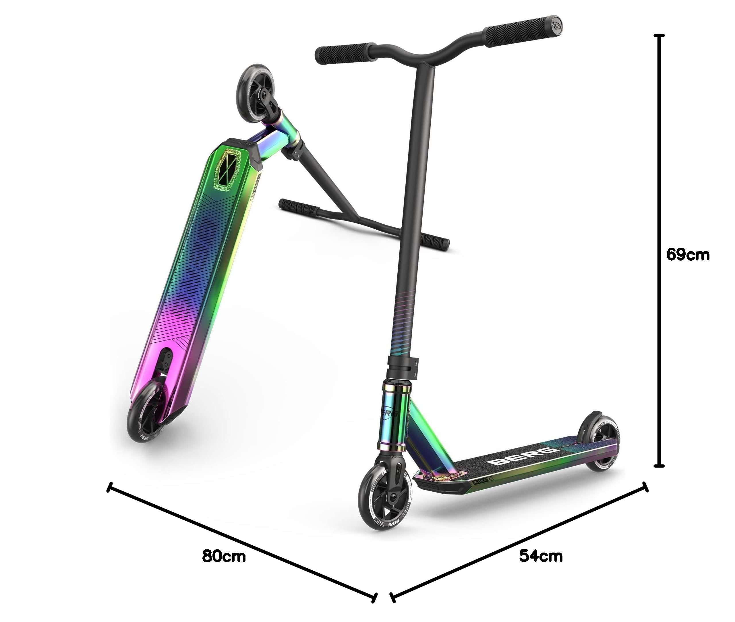 BERG Proxus X1 Stuntscooter für Kinder | Freestyle Scooter für Skatepark & Straße | Aluminium Deck 500 mm | 110 mm Räder | ABEC 9 Lager | IHC Kompression | Leicht & Stabil