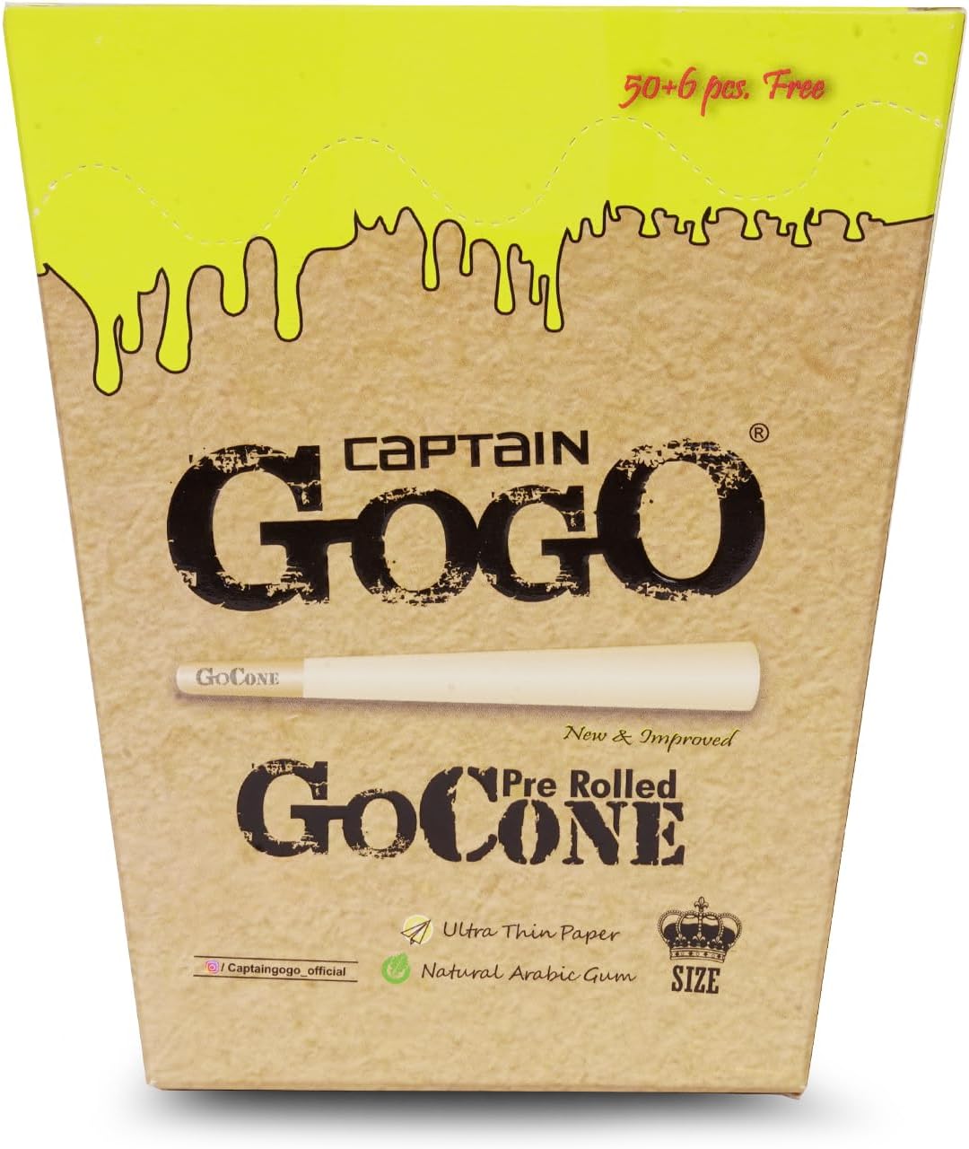 Arab House/Captain Gogo/Gogo/GoCone/Roll/Natural/King Size/Brown/Rolling Paper/Paper/Box of 56 pcs With Free Gift Inside.