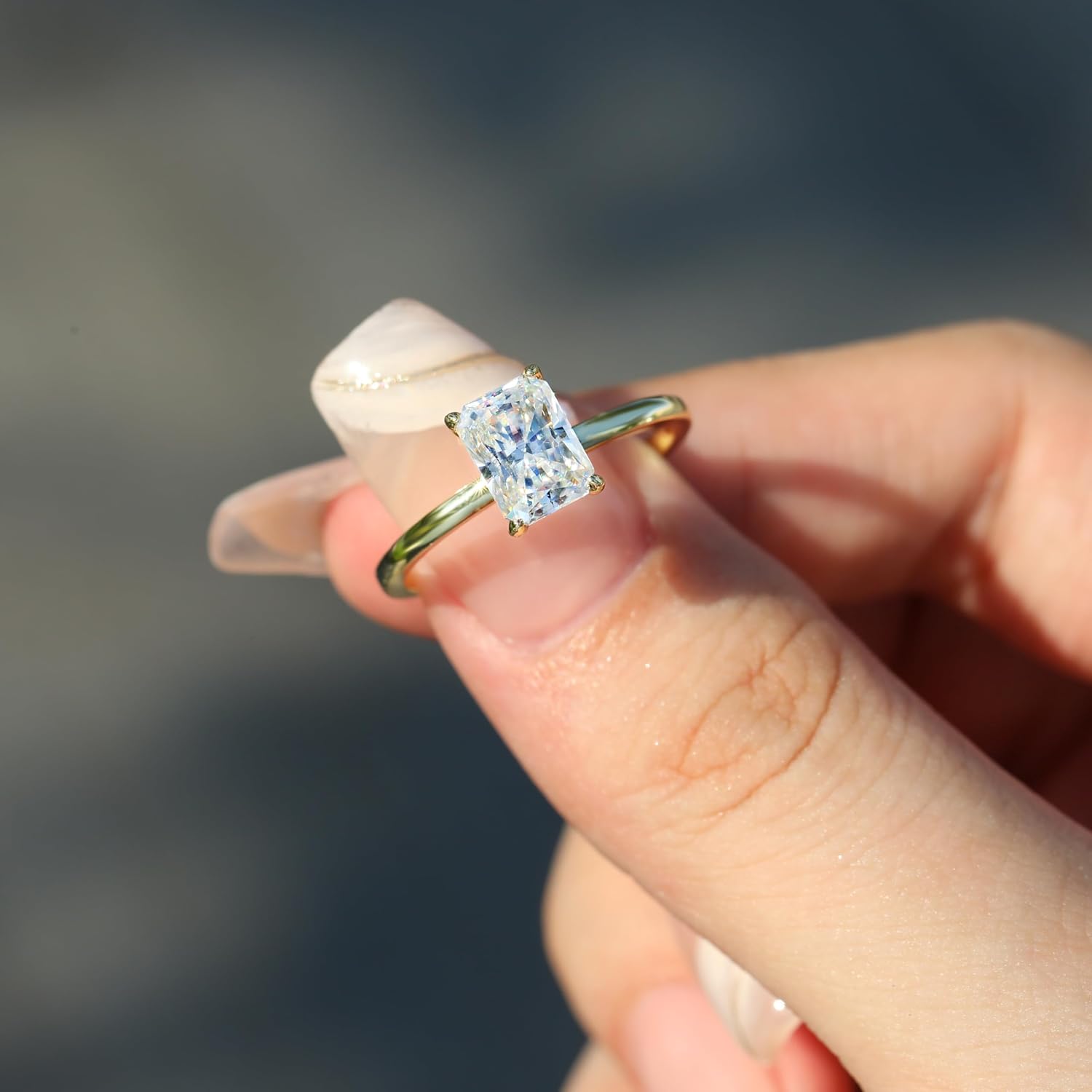 1ct/2ct/3ct Engagement Rings 925 Sterling Silver 14K Gold Plated Moissanite/Cubic Zirconia CZ Wedding Promise Rings for Her Wedding Bands for Women Size 5-9 Christmas Valentine's Day - Image 5