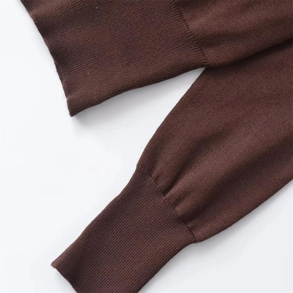Women Long Sleeve Comfortable Knitting Open Buckle Pullover Sweater Solid Color Temperament Femme Sweater Jumper