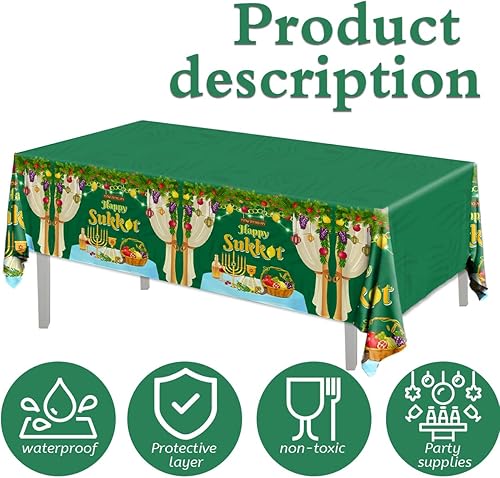 Miniatura 6 de Decoraciones de Sukkah, 3 piezas, mantel de Sucot feliz, Etrog Lulav, fundas de mesa judías para fiestas judías, suministros de fiesta judía Hadass