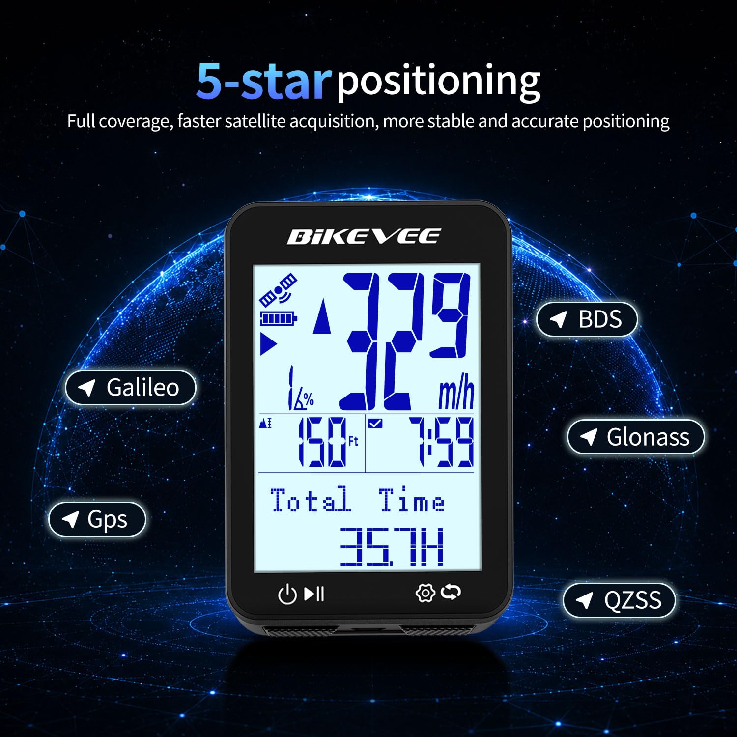 Komputer rowerowy GPS, bezprzewodowy, tachometr rowerowy z aplikacją Bluetooth i 12 językami, wodoszczelność IPX7, automatyczne podświetlenie, wyświetlacz FSTN 2,4 cala
