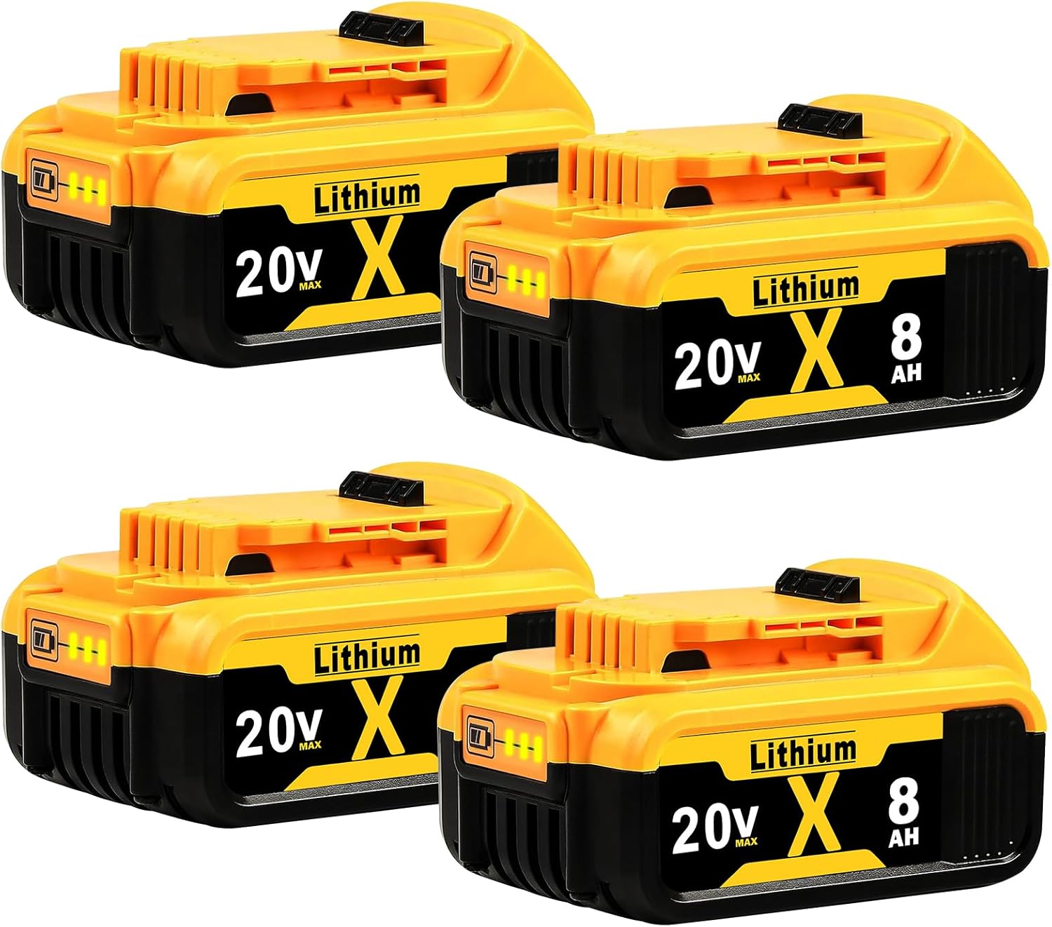 Replacement for Dewalt 20V Max Battery: 8.0Ah Lithium Batteries Compatible with Dewalt Battery DCB208 DCB200 DCB206 DCB205 DCB204 DCB203 DCB180 Cordless Power 4 Pack