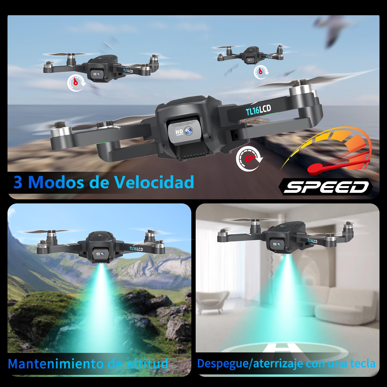 TL16LCD Drone 4K FPV GPS Plegable con Camara para Principiantes