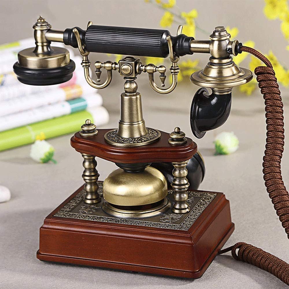 Telefon stacjonarny retro do domu, szkoły i biura, telefon retro, zabytkowy, nostalgiczny telefon z gramofonem, ponowne wybieranie numeru, europejski klasyczny telefon stacjonarny, telefon