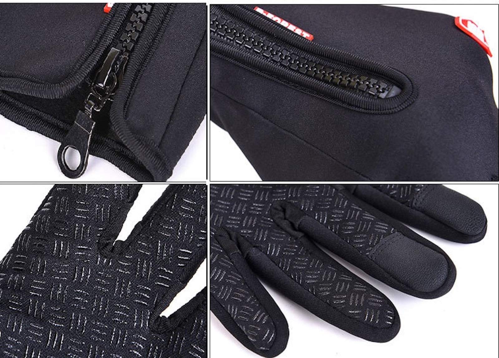 Elonglin Unisex Sports Cycling Gloves Winter Warm Touch Screen Fleece Windproof Black Silicone S