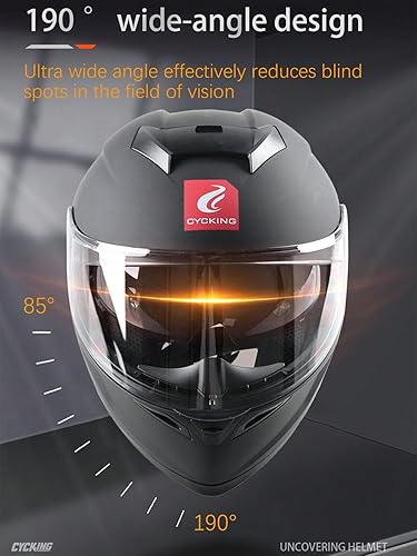 Miniatura 10 de Casco de motocicleta con visera completa, casco de cara completa con visera doble para hombres, mujeres y adultos con protector solar ahumado,