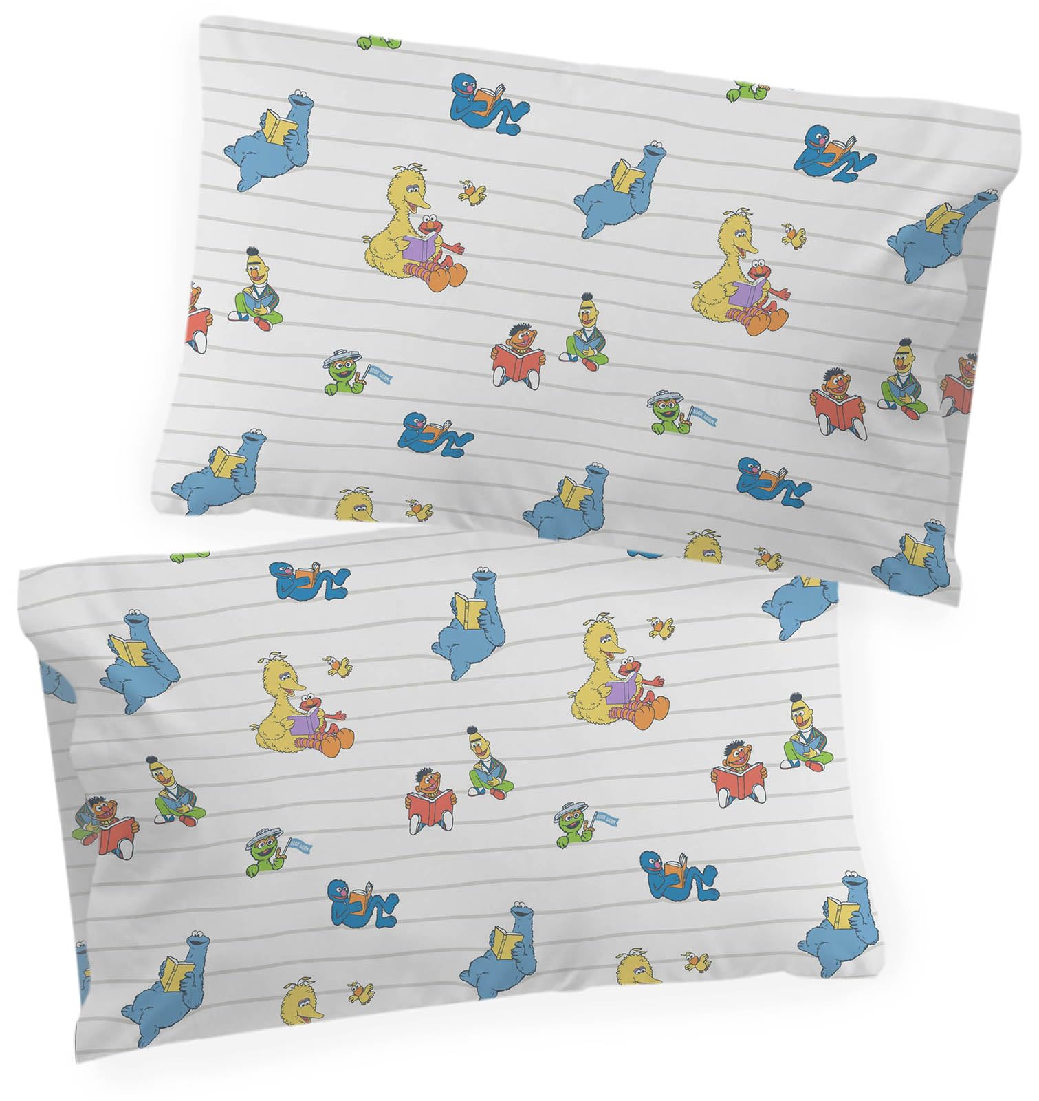 Saturday Park Sesame Street (Pack of 2) Reversible Pillowcase - Elmo and Cookie 100% Organic Cotton Double Sided Pillow Cover - GOTS & Oeko-TEX Certified