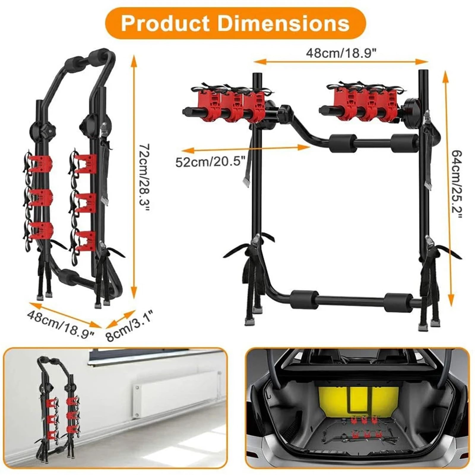Portaequipajes De Techo Portabicicletas Plegable, Apto para Viajes Y Tránsito Universales, para Hatchback Saloon Minivan, Portaequipajes para Bicicletas Y Coches Coche Rieles Techo
