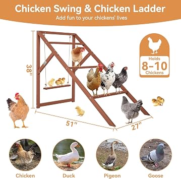 PETSFIT Wooden Chicken Roosting Bars for 8-10 Chickens, Easy Assembly