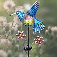Vista 6 de Afirst - Lámparas solares decorativas con poste para el jardín, lámparas impermeables para exteriores, de colibrí, luces LED cálidas, luces