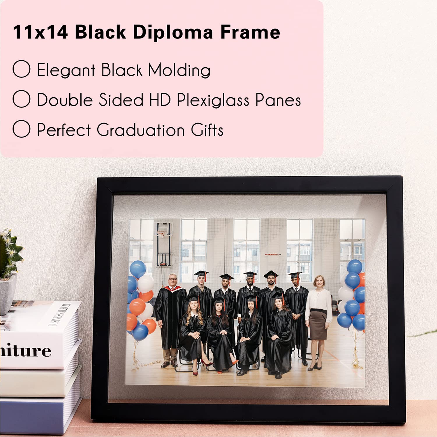 2-pak – ramka na dokumenty 11 x 14 z dwustronnym pleksiglasem HD do pływającego wyświetlania dokumentów 8,5 x 11, certyfikat, obraz lub grafika, drewniana rama dyplomowa dekoracja do montażu na ścianie, czarna