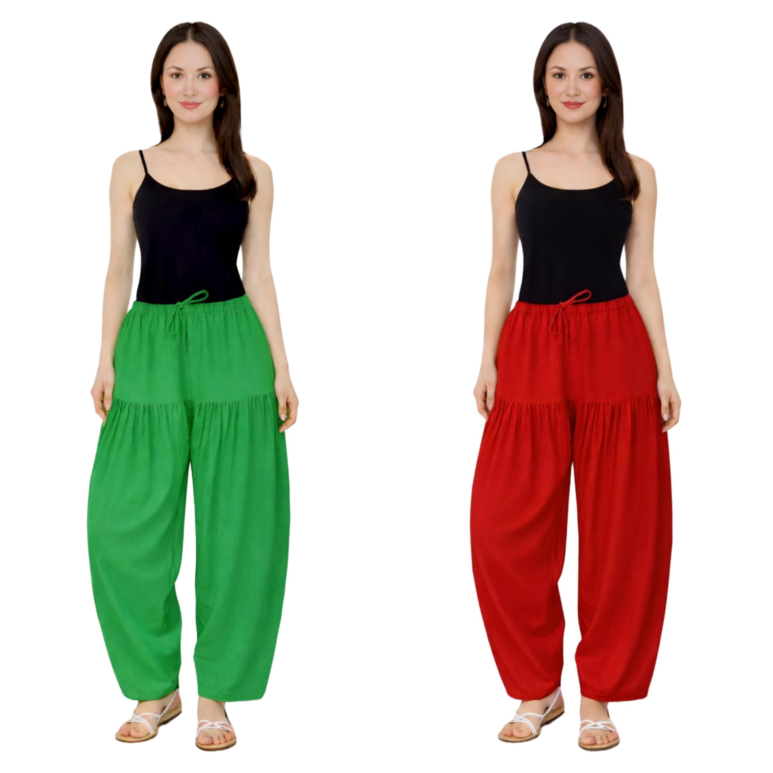 Women's Free Size Cotton Patiala Salwar Combo of 2 | Solid Colour Ethnic Bottom Wear for Women and Girls-image-37