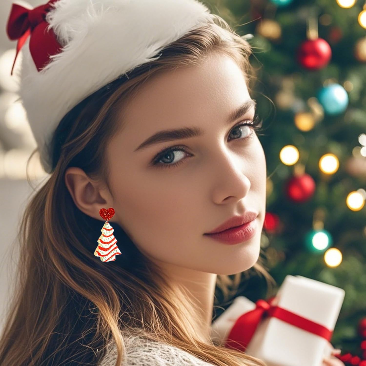 Christmas Tree Cake Earrings For Women Drop Dangling Funky Holiday Earrings Jewelry Christmas 2024 Gifts (A-Christmas Tree Cake Earrings) - Image 3