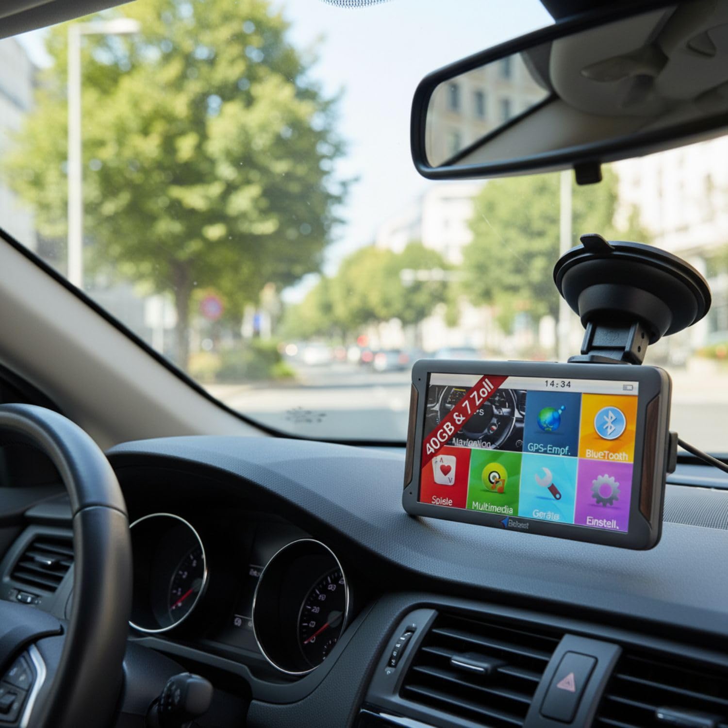 Elebest 70 (Auto & Wohnmobil Navi) 7 Zoll mit Bluetooth – 52 Länder Europa Karten lebenslang, Fahrspurassistent, POIs & Sprachführung