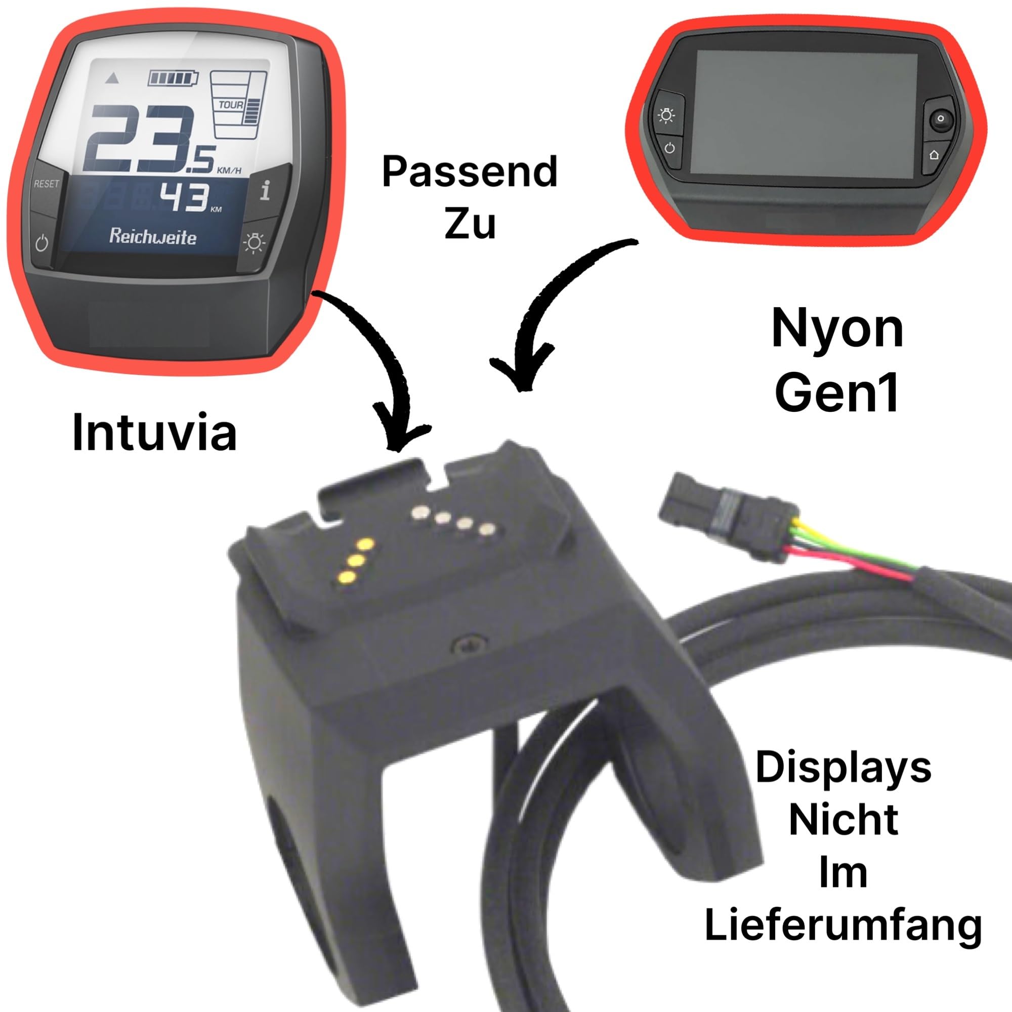 Original Intuvia & Nyon Displayhalter + Fahrrad E-Bike Schalteinheit/Bedienheinheit Taster +Bedienteil Kompatibel mit Bosch Performance Line BDU2XX BDU3XX