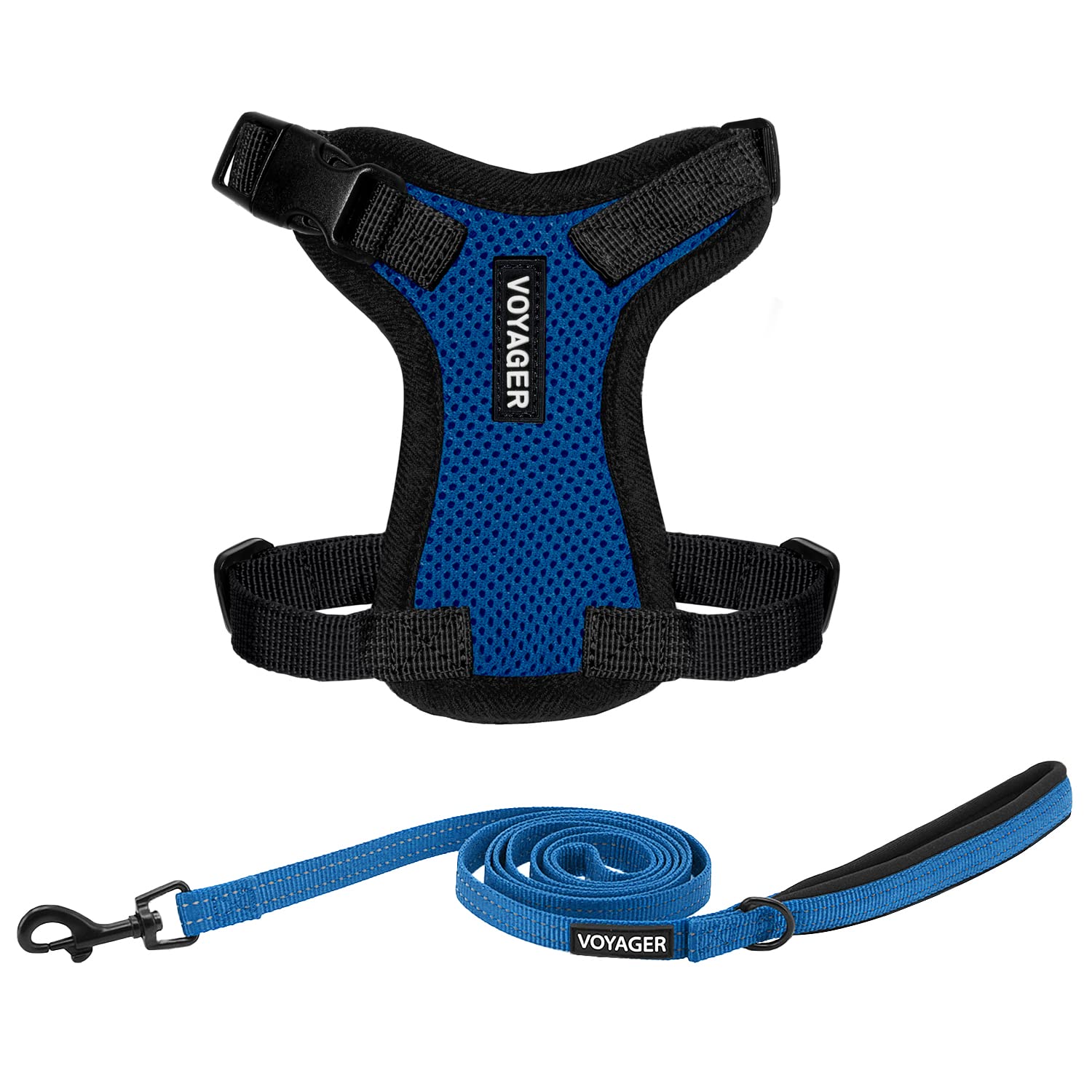 Voyager Escape Proof Cat Harness and Leash Set with Reflective Stitching, Neoprene Handle 5ft - Supports Small, Medium and Large Cats, Kittens for Walking by Best Pet Supplies - Royal Blue, S — view 109