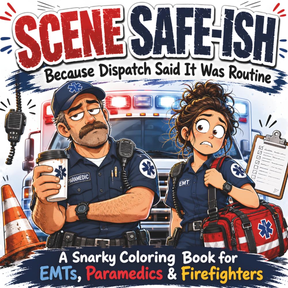 Scene Safe-ish: A Snarky Coloring Book for EMTs, Paramedics & Firefighters