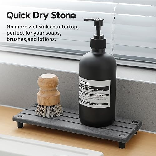 Miniatura 2 de Organizador de fregadero de cocina, bandeja de piedra absorbente de agua para fregadero, bandeja de encimera de baño de diatomita, protector de