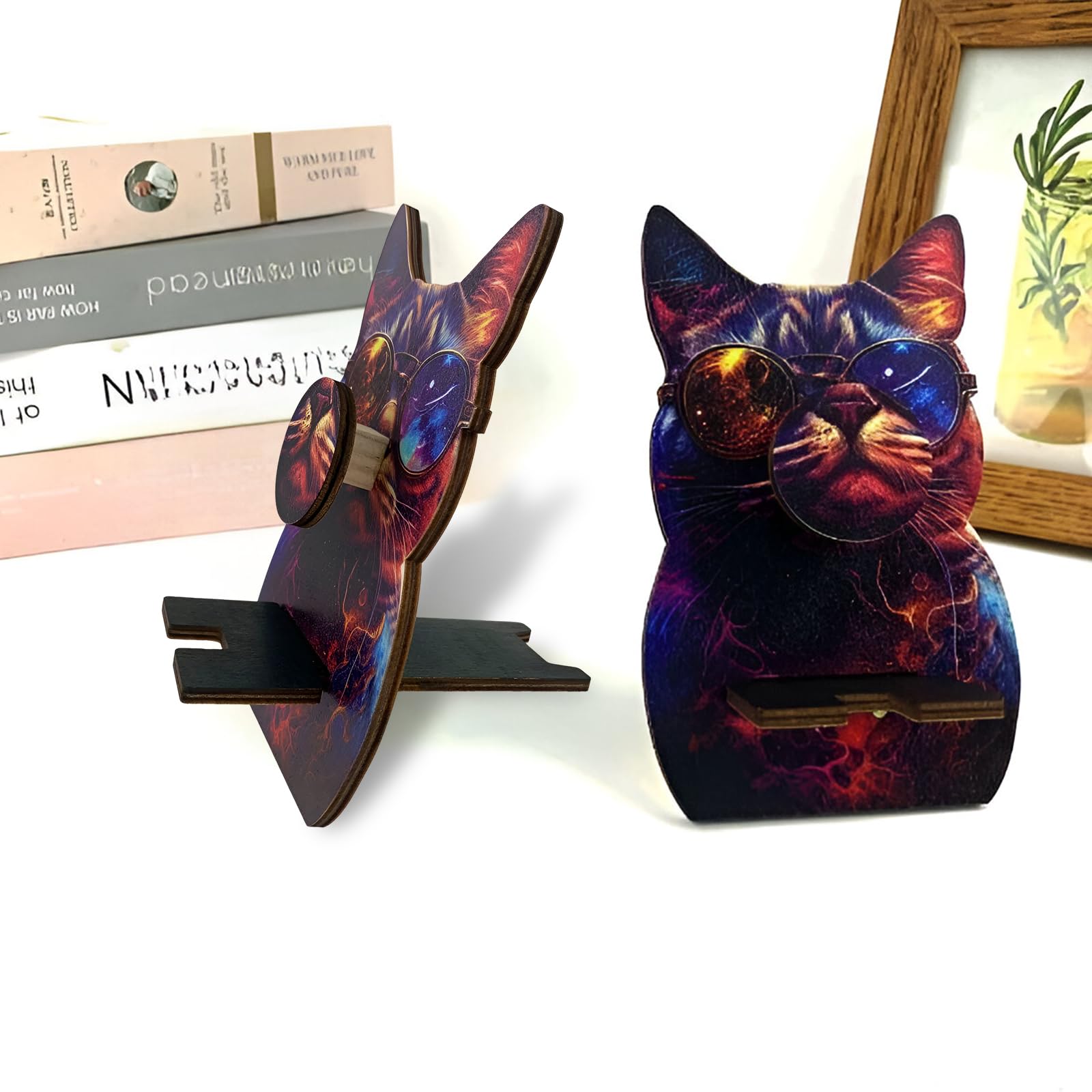 Guador Dazzle Porta Occhiali Da Tavolo In Legno Espositore Vetrina Home Office Desk Decor Organizzatore (gattino)