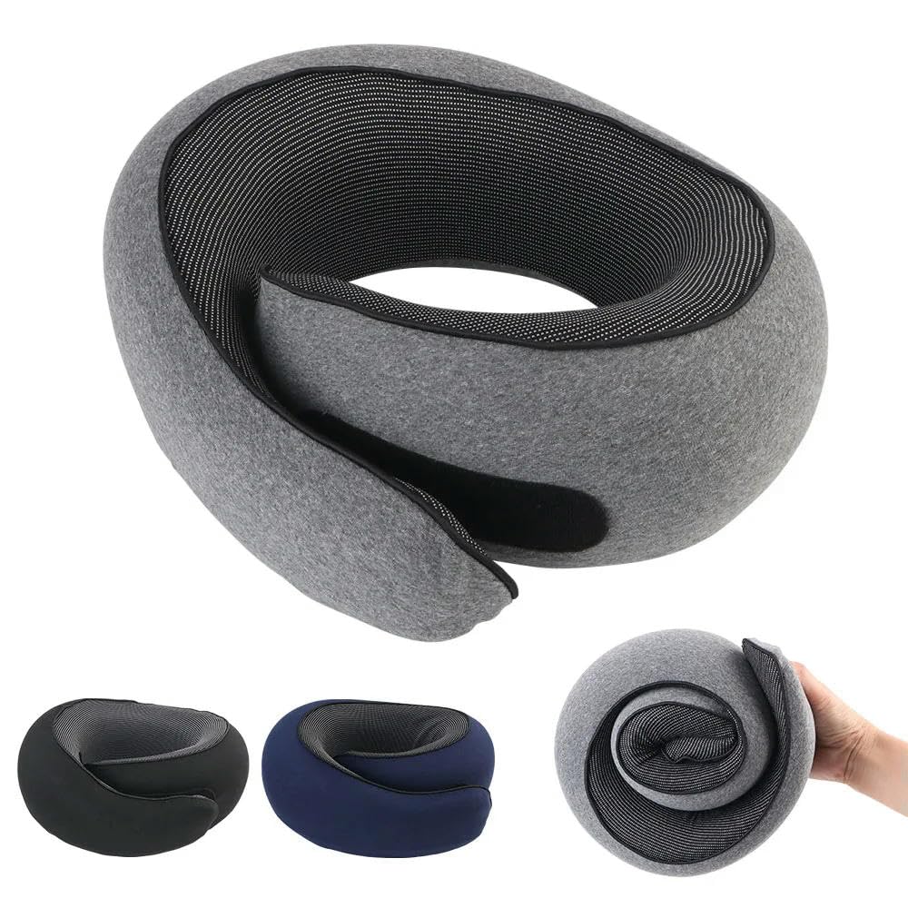 Almohada de viaje de espuma viscoelástica en forma de U para apoyo del cuello y descanso cómodo