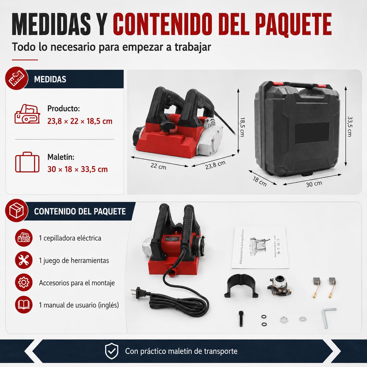 Máquina Eléctrica de Cepillado de Pared, 1680W Molino de Rodillos de Hormigón Molino de Pared Molino de Yeso 4000u/Min, Para Raspar Masilla, Cal, Pintura, Rojo