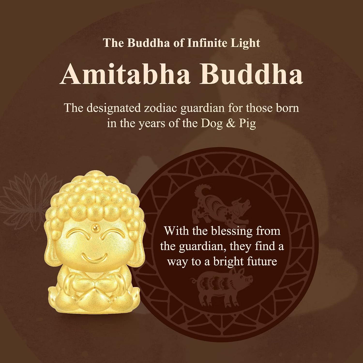 CHOW SANG SANG 999 24K Solid Gold Zodiac Guardian Buddha Mini Charm Bracelet for Women and Men