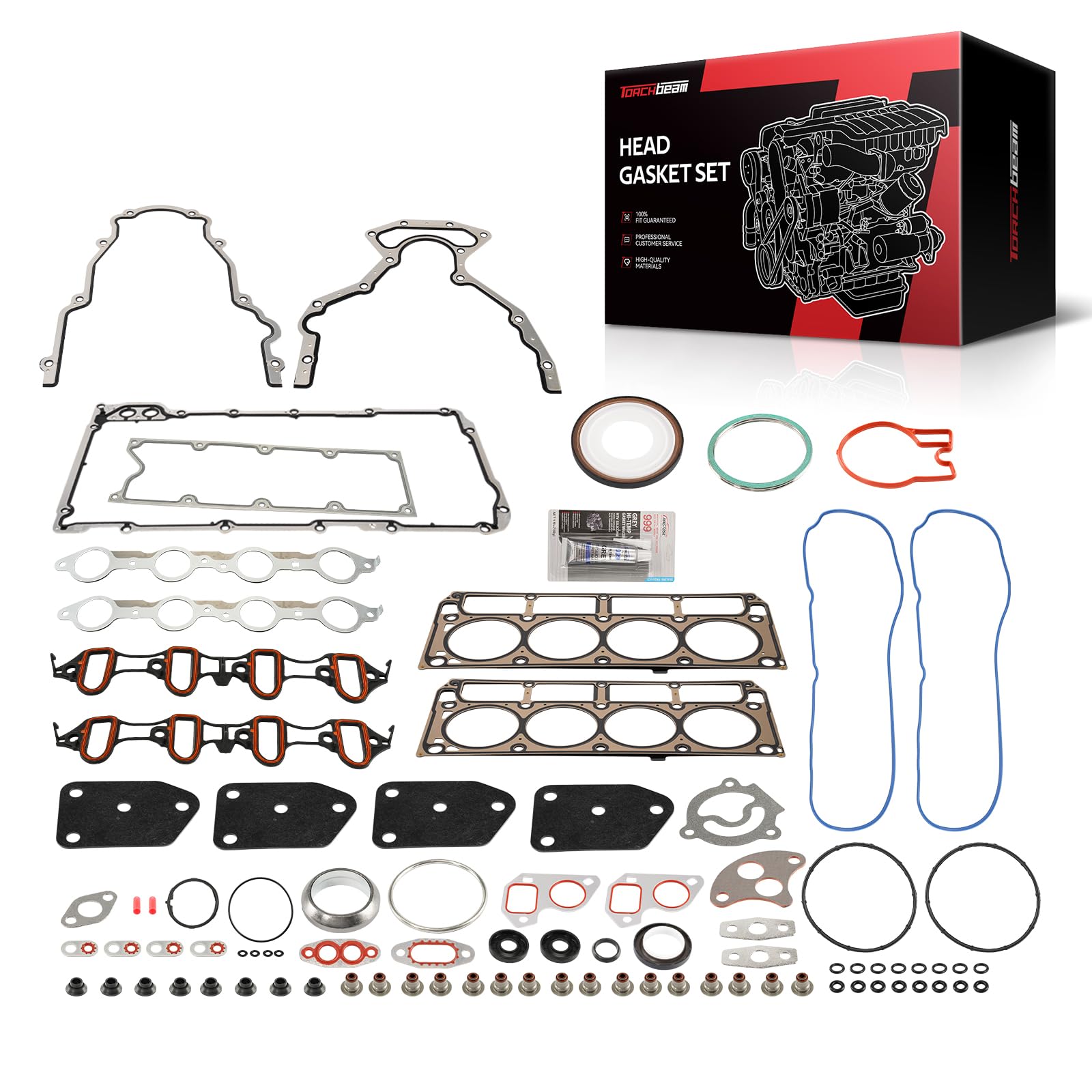 Torchbeam Head Gasket Kit, Engine Cylinder Head Gasket Set Fit for Chevy Silverado Suburban 1500 Tahoe 2002-2006, Avalanche Express 2500, GMC Sierra 1500 Classic Yukon XL 1500 Savana 5.3L 4.8L
