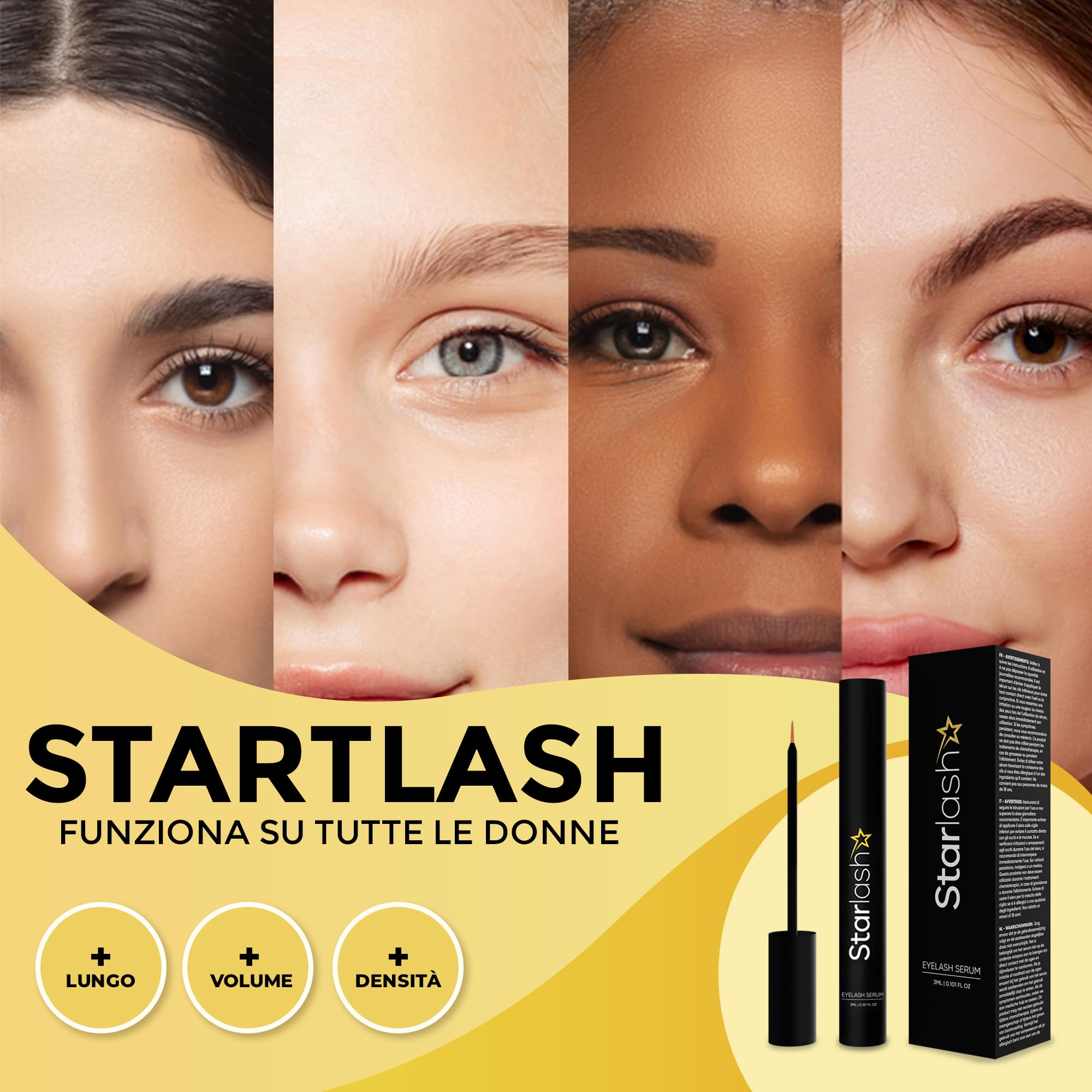 STARLASH Serum crece Pestañas 3ml - Largas y Fuertes - 30 Días - Crecimiento Pestañas y Cejas - Tratamiento Eyelash Growth Serum para Pestañas con más Densidad - 3ml