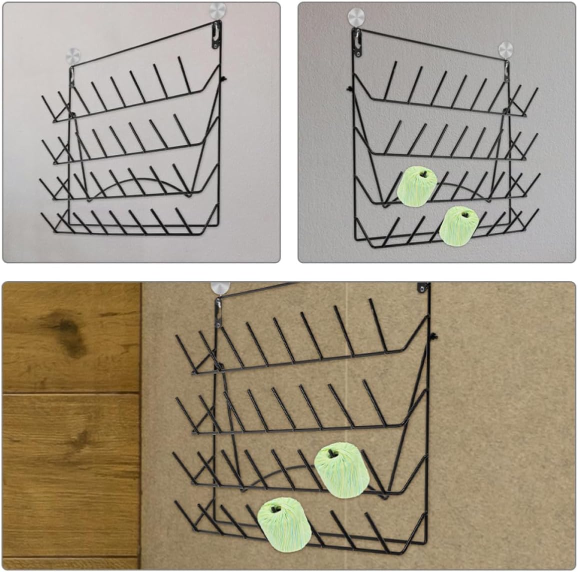 2 Pcs Iron Wall-mounted Drying Rack and Display Holder for Living Room and Outdoor Markets, Space Saving Design with Versatile Use, Black Metal Wire Board Storage Rack