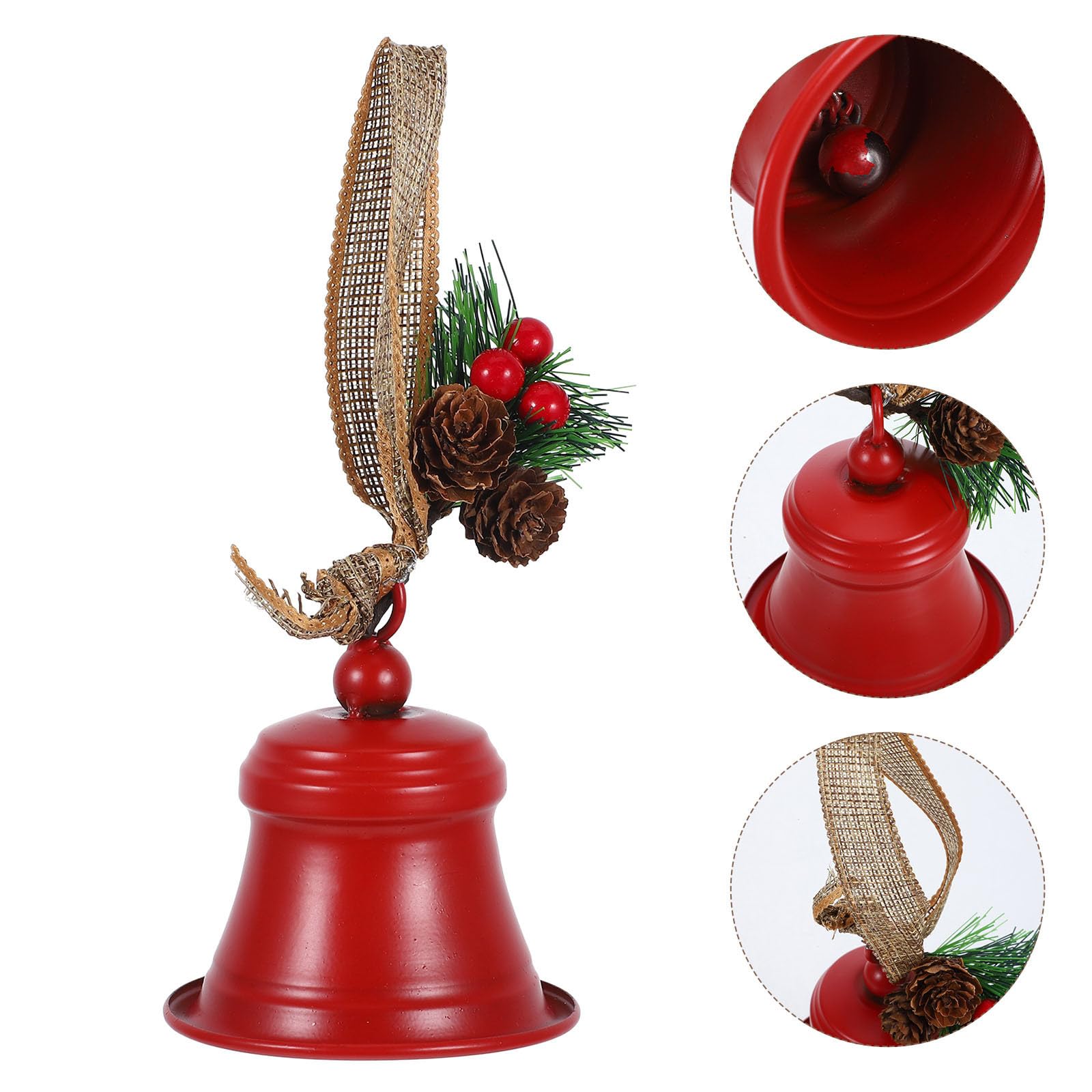 TOYANDONA 5 Piezas Campana Navideña de Metal Rojo para Colgar en Puerta o
