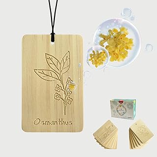 Car Air Freshener Fragrance Card,Vehicle Wooden Scented Cards,Wooden Air Freshener, Natural Cedar Wood,Long-Lasting Essential Freshener for Car and Home (Osmanthus)