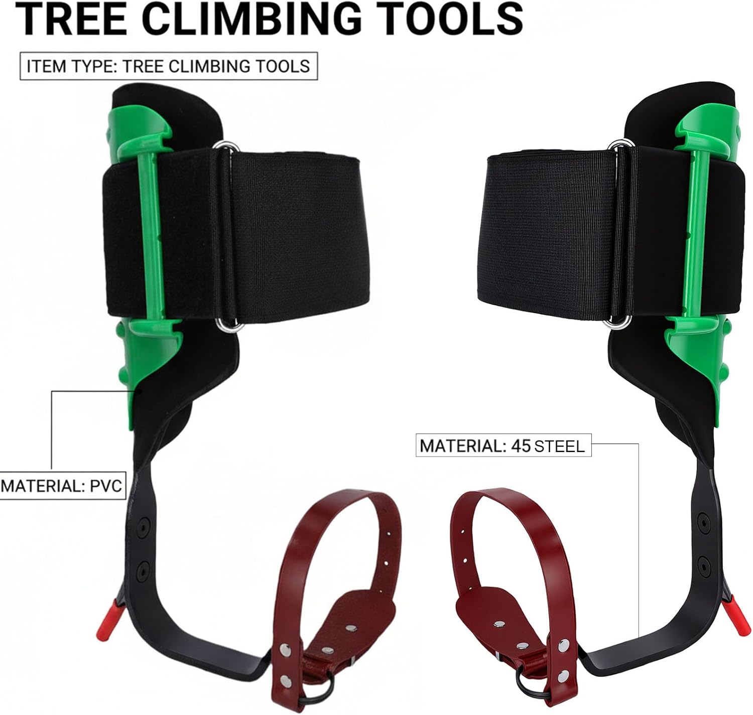 Pssopp Tree Climbing Tool Equipment, Pitons & Aid Gear Ergonomic Fit Secuer and Washable Tree Climbing Gear with Straps and Pedals for Observation Fruit Picking Tool