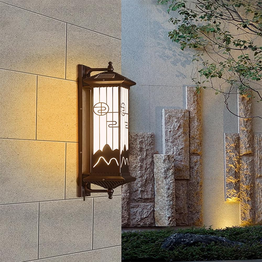 SMCCYYSD Contemporary Solar Outdoor Wall Lamp Simplicity Waterproof Balcony Hallway Courtyard Villa Gate Hotel (H H58CM Solar)