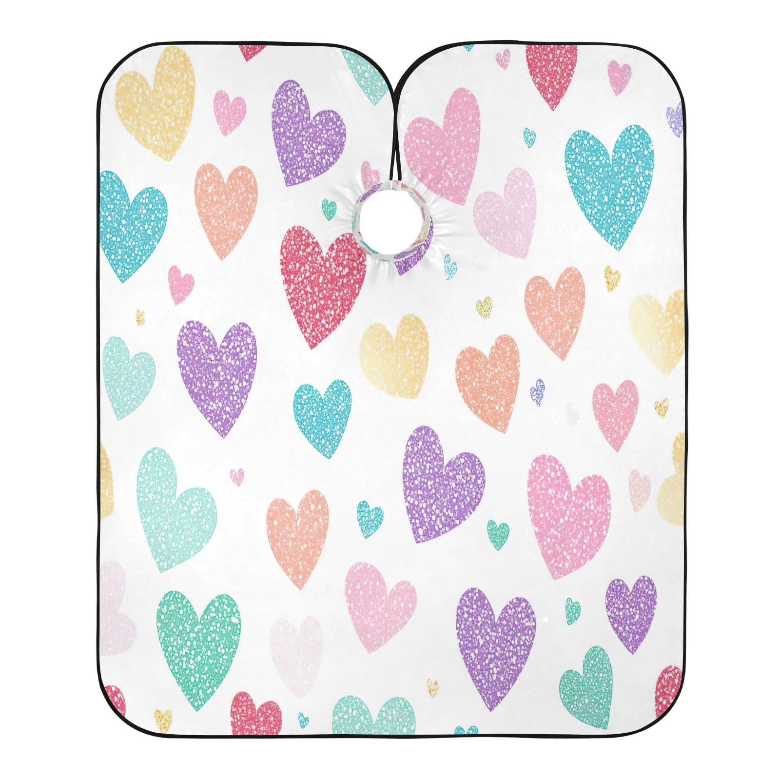 BOESI Doodle Colorful Love Pattern Barber Shawl, Waterproof Haircut Shawl, Haircut Salon Apron, Shaving Bib, 55 x 65 inches