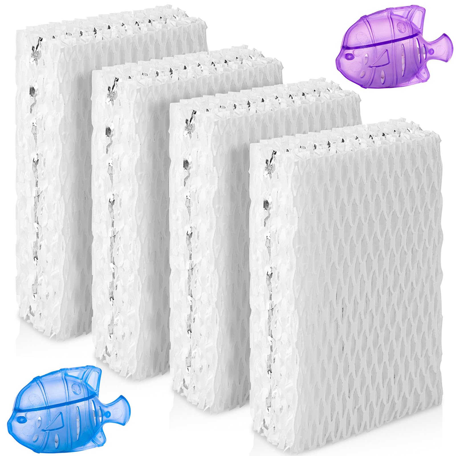 HOUSEMAX 4 Pack WF813 Humidifier Wick Filters with 2 Cleaning Fish, Compatible with Vicks Equate Eqwf813 Eq-2119-Ul, Relion RCM-832 RCM-832N, ProCare PCCM-832N Cool Mist Humidifier Replacement Filter