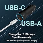 for iPhone 15/16 Car Charger, 43W 2-Port Fast USB C Car Charger Power Adapter with 6FT USB C to Type C Cable for iPhone 16e 16/15 Pro Max/Plus/iPad Pro/Samsung Galaxy S25 S24 S23 S22 S21 Ultra