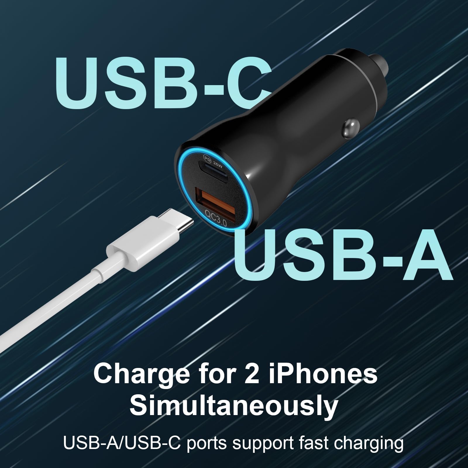 Amazon.com: for iPhone 15 16 Car Charger, 43W 2-Port Fast USB C Car Charger  Power Adapter with 6FT USB C to Type C Cable for iPhone 16e 16/15 Pro  Max/Plus/iPad Pro/Samsung Galaxy