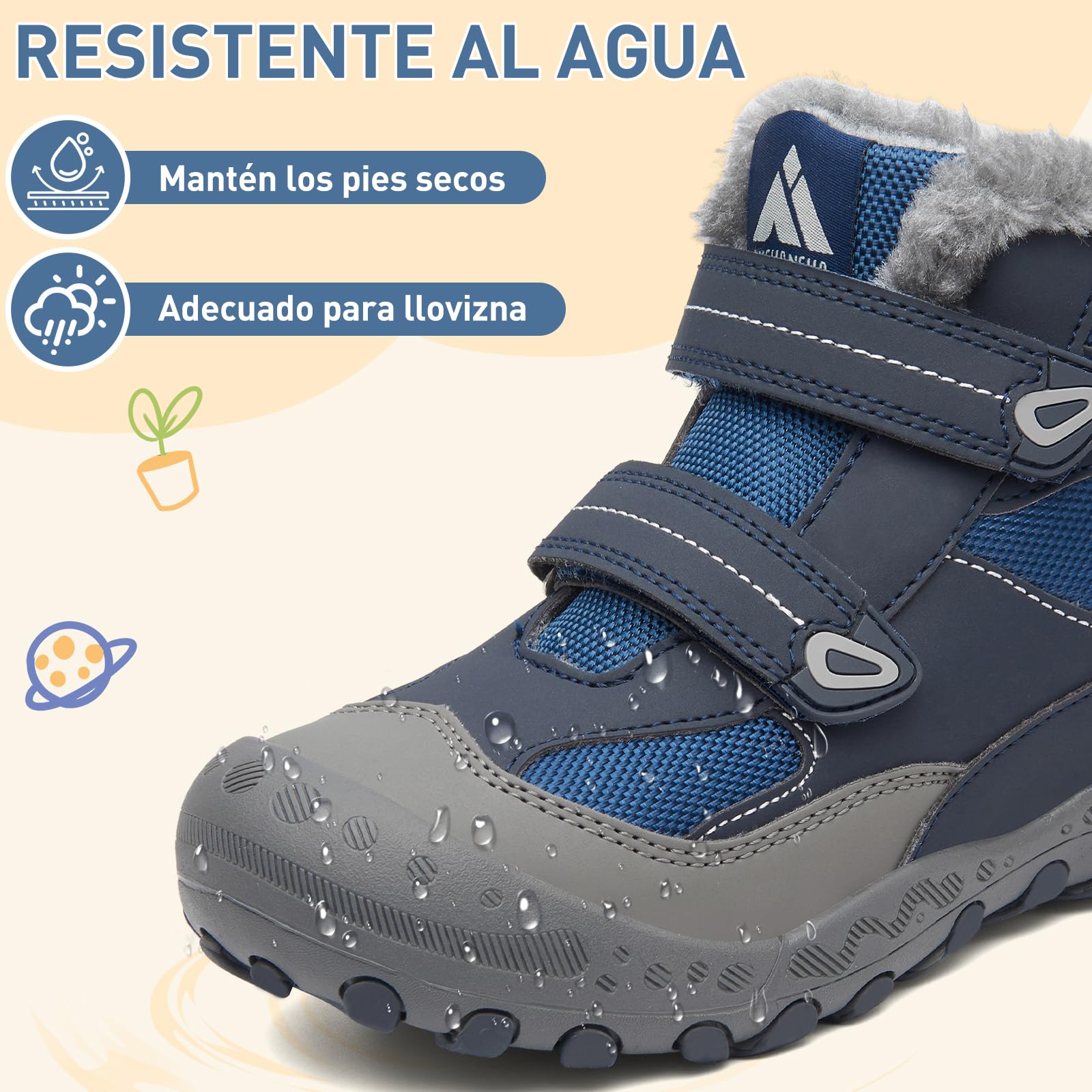 Mishansha Botas Nieves Niño Niña Antideslizante Azul 24EU | Cómodas, Cálidos, Resistente al agua, Trekking, Invierno, Caminar, Acampada, Zapatillas de Senderismo