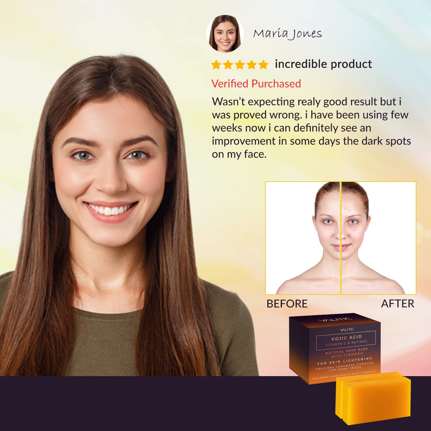 Buy Valitic Kojic Acid Vitamin C and Retinol Soap Bars with Turmeric