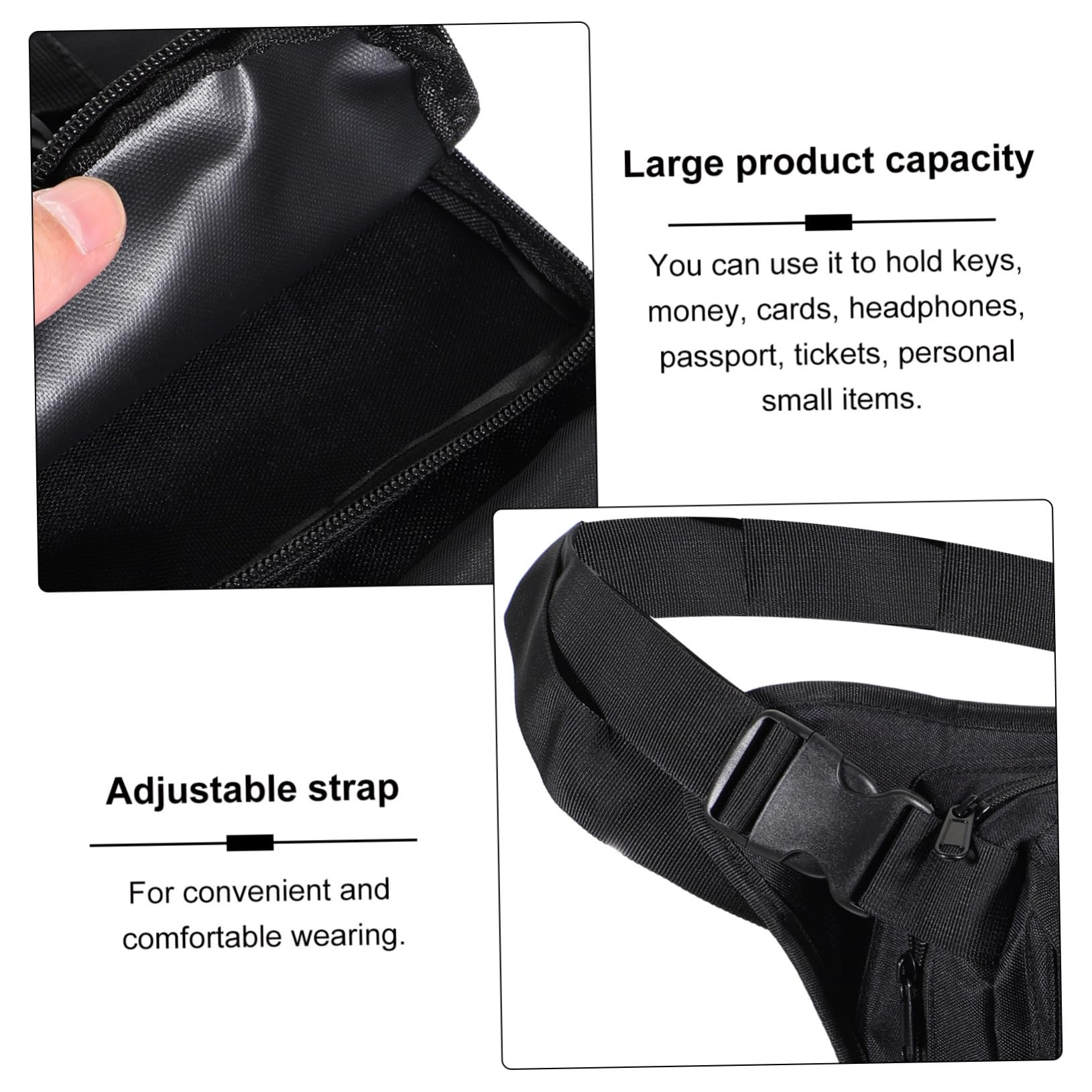 NULYLU 1pc Outdoor Waist Bag Portable Fanny Pack for Men Women Lightweight Leg Bag for Hiking Camping and Outdoor Activities Black