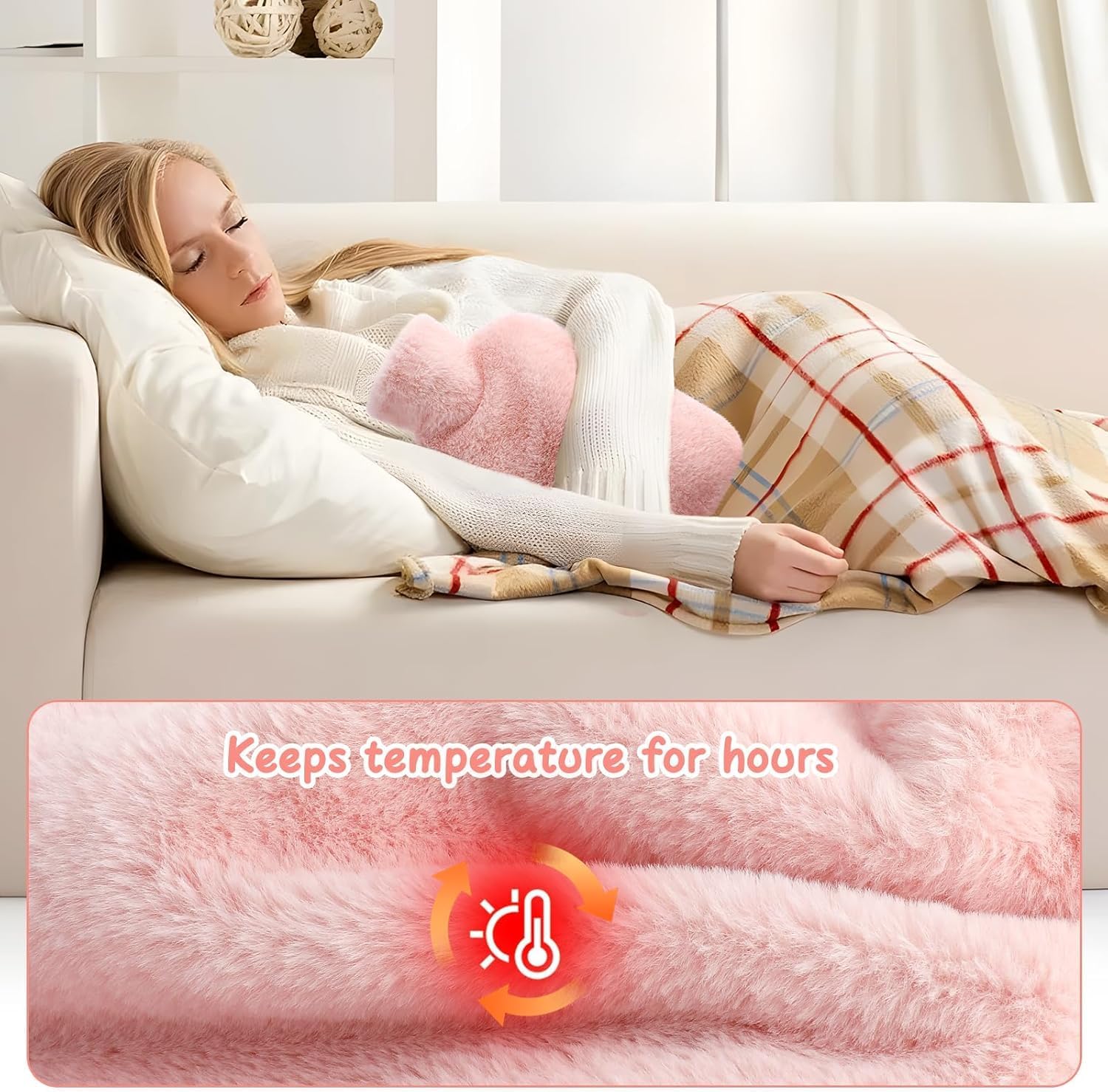 HARIHUB Hot Water Bag with Soft Plush Cover 2 Litre β Leakproof Hot & Cold Water Bottle for Warm Compress, Period Comfort, Back, Neck & Shoulder Relaxation (Pink) 2