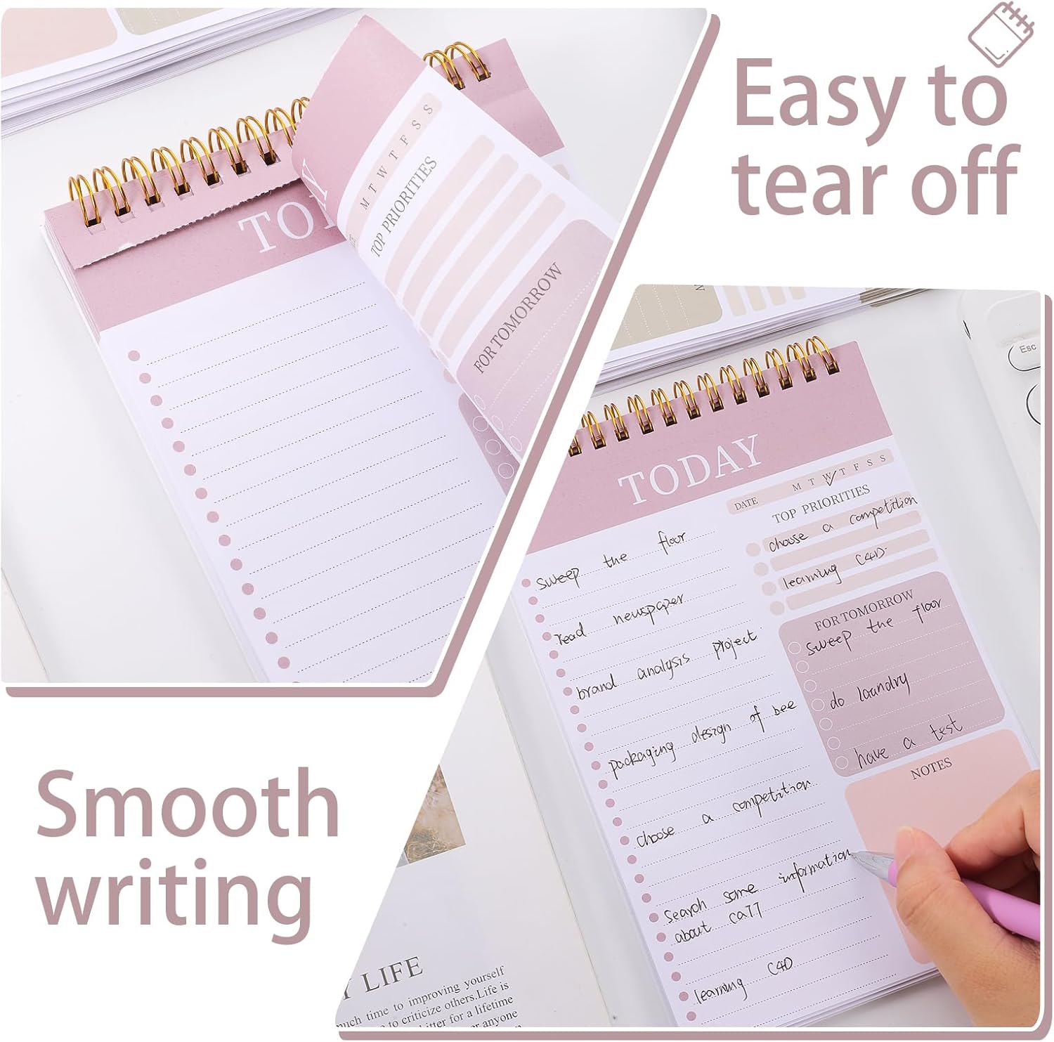 2 Packs To Do List Notepad, Total 208 Pages To Do List Notebook A5 Undated Daily Planner Notepad with Task Checklist Home Office School Supplies - Image 4
