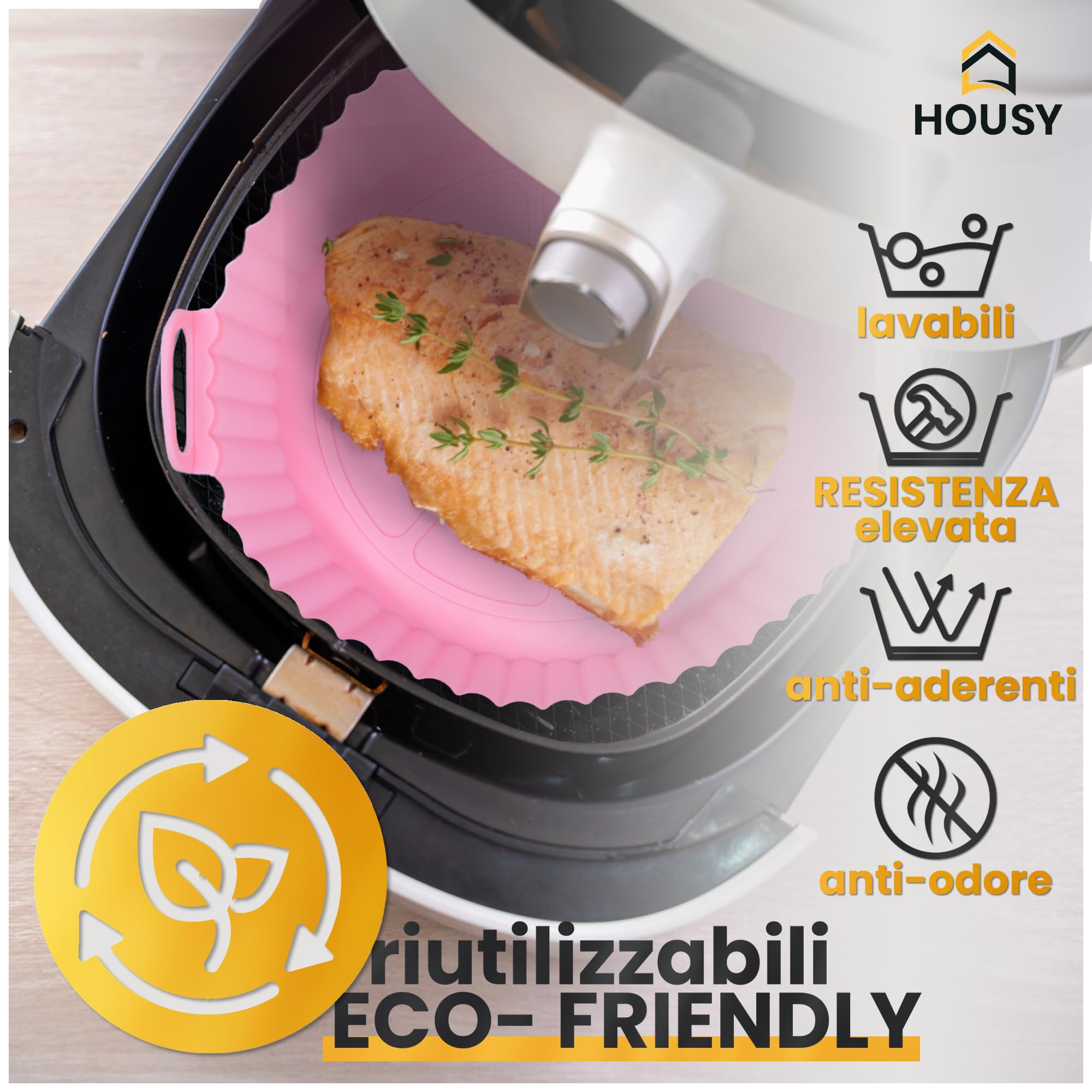3 Fodere In Silicone Per Friggitrice Ad Aria Da 13,5 Cm - Antiaderenti, Riutilizzabili E Senza BPA Con Spazzola Per Olio Inclusa - 6