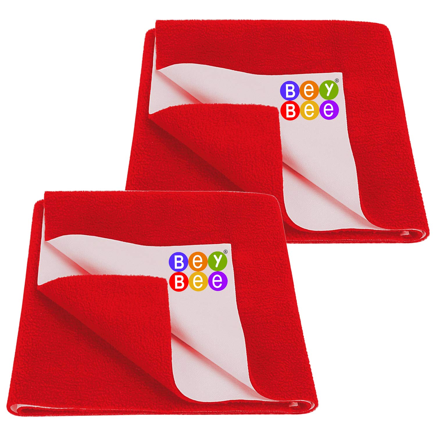 Bey Bee Dry Sheet for Double Bed (Red, 100 X 140 cm Each) -Combo Pack of 2
