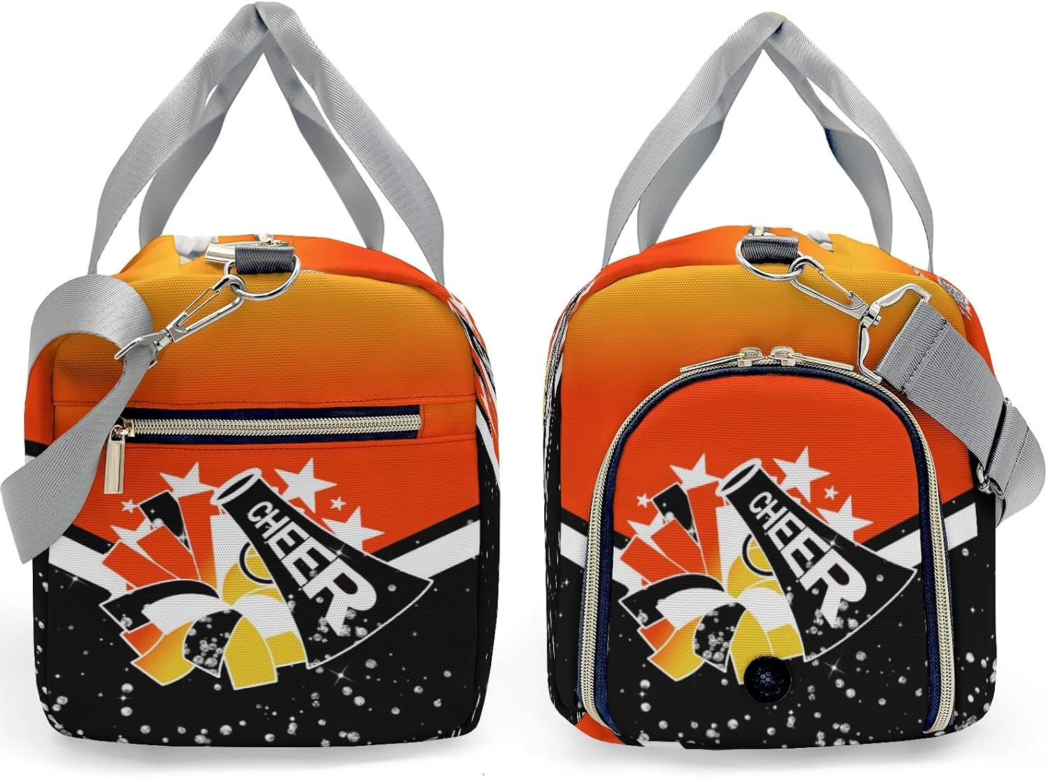 Cheer Cheerleader Personalized Duffel Bag Customized Yoga Sport Bags with Name Travel Duffel Bag Shoulder Bag Deep Orange Weekender Bags with Shoe Compartments
